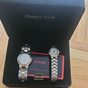 Women's Black and Gold Watch Set